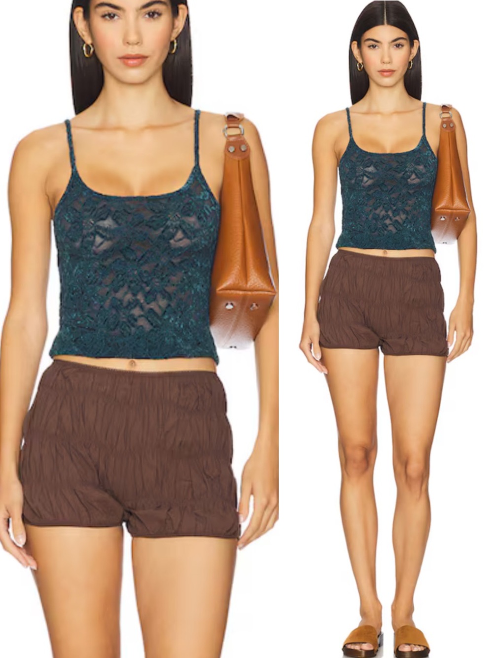 FREE PEOPLE Sweet On Bloomer Shorts French Chocolate High Rise Vintage Style M - Picture 12 of 16